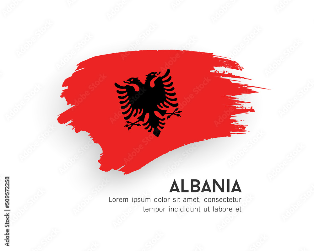 Flag of Albania, brush stroke design isolated on white background, EPS10 vector illustration Flag of Albania, brush stroke design isolated on white background, EPS10 vector illustration