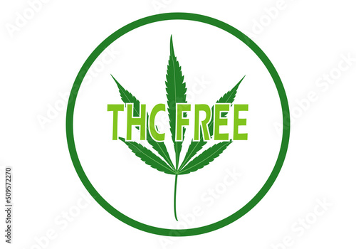 Libre de THC. sin THC. Símbolo de cannabis sin THC en tonos verdes. Cannabis