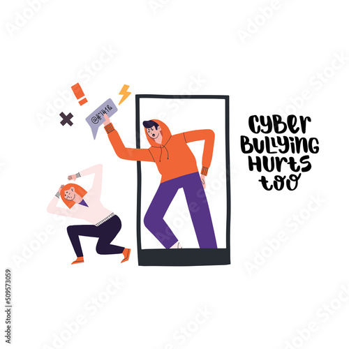 Cyber bulling vector concept.