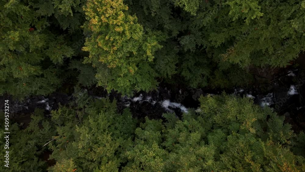 aerial view of waterfall Shipit in Ukrainian carpathian mountains aerial view of waterfall Shipit in Ukrainian carpathian mountains