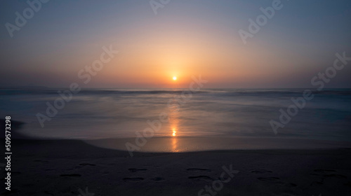 Greeting the star king at dawn on Guardamar de Segura beach  Alicante  Spain