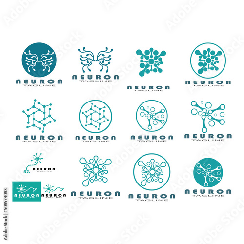 Neuron logo or nerve cell logo design illustration template icon with vector concept