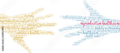 Reproductive Healthcare word cloud on a white background.