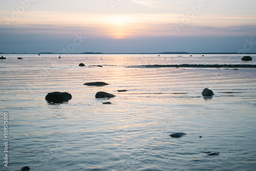 Sunset on the beach in Finland, Baltic Sea