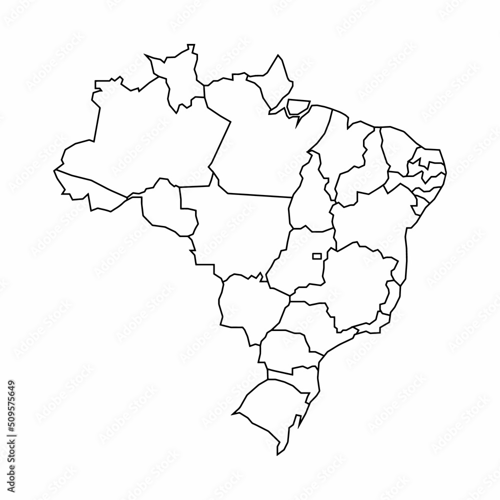 Fototapeta Brazil political map. Low detailed. Outline style. Vector editable