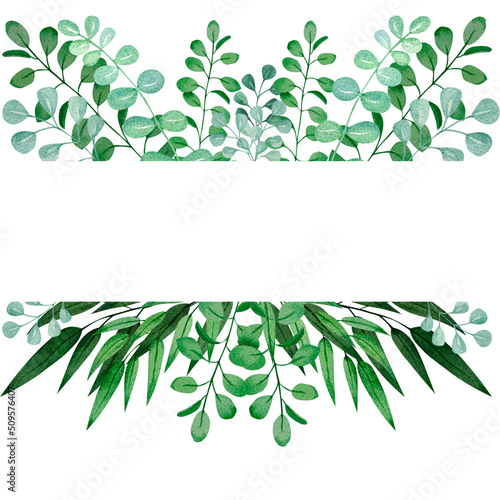 Wallpaper Mural Watercolor eucalyptus wreath, frame, card hand drawn for decorating wedding cards, wallpaper, fabric printing, stationery Torontodigital.ca