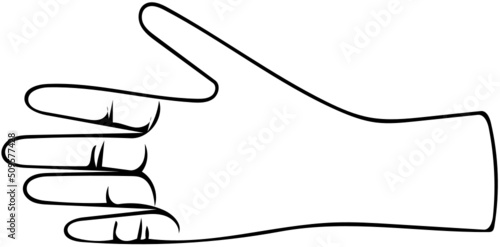 Rubber plastic medical gloves hand, linear sketch vector