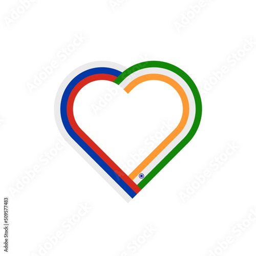 unity concept. heart ribbon icon of russia and india flags. vector illustration isolated on white background