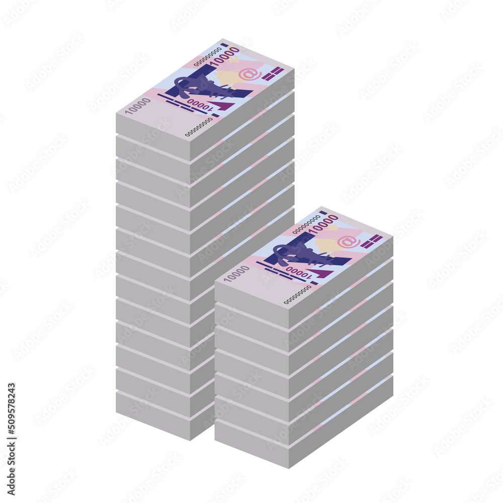 CFA Franc BCEAO Vector Illustration. West African Frank money set bundle banknotes. Paper money 10000 Fr. Flat style. Isolated on white background. Simple minimal design. CFA Franc BCEAO Vector Illustration. West African Frank money set bundle banknotes. Paper money 10000 Fr. Flat style. Isolated on white background. Simple minimal design.