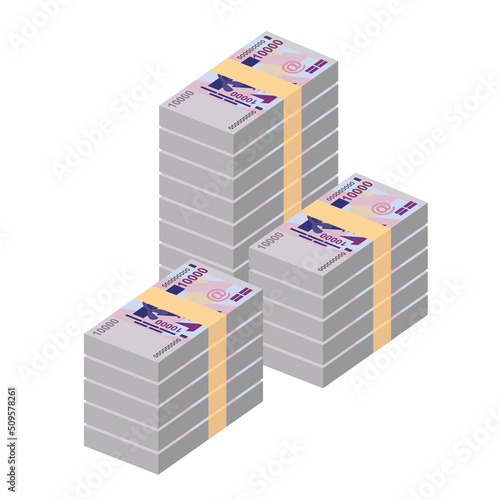 CFA Franc BCEAO Vector Illustration. West African Frank money set bundle banknotes. Paper money 10000 Fr. Flat style. Isolated on white background. Simple minimal design. photo
