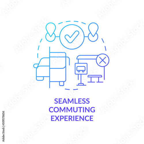 Seamless commuting experience blue gradient concept icon. Regular city travelling. Maas perk abstract idea thin line illustration. Isolated outline drawing. Myriad Pro-Bold font used