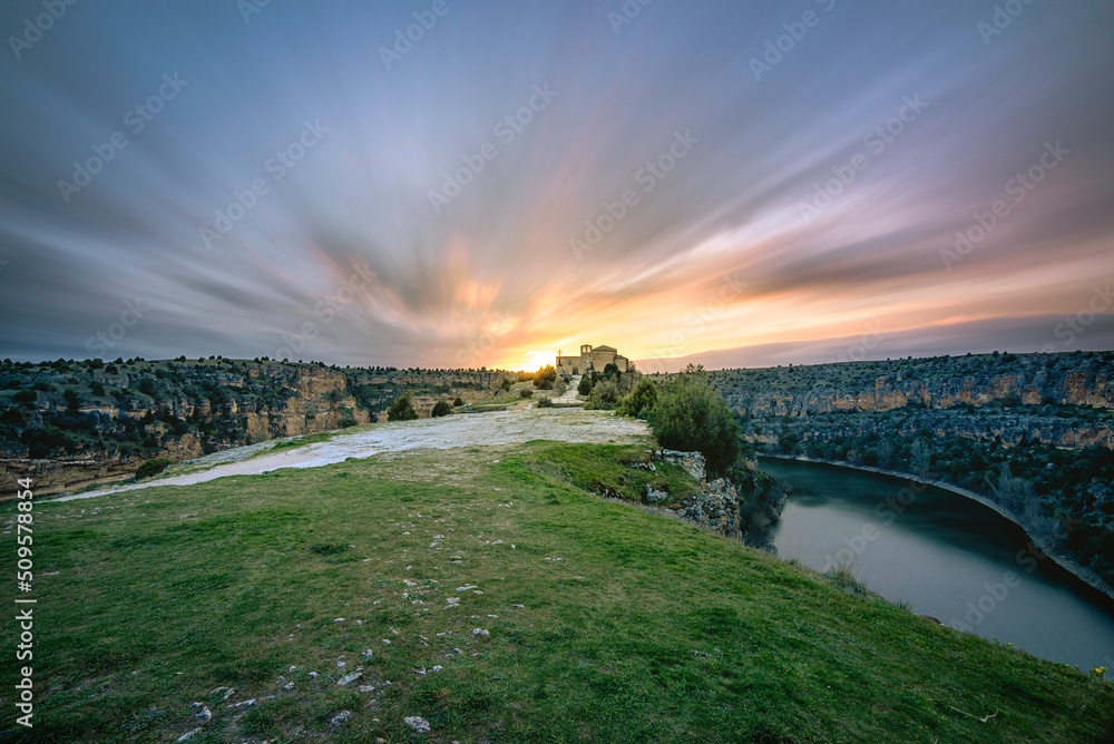 Sunset over the Hoces del Rio Duraton, Segovia, Spain. Sunset over the Hoces del Rio Duraton, Segovia, Spain.