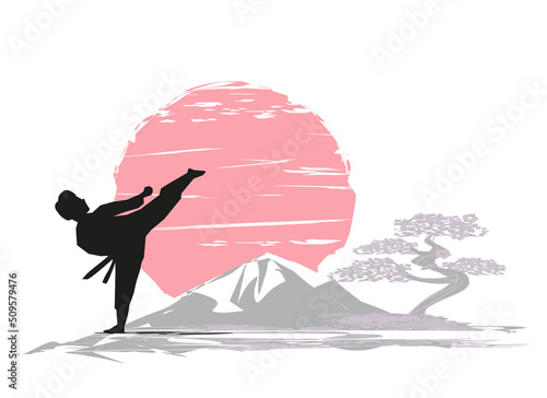 Creative abstract illustration of karate fighter