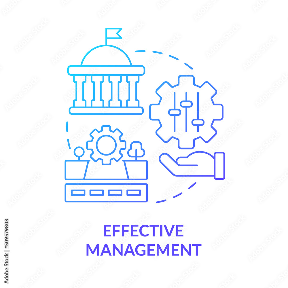 Effective management blue gradient concept icon. Government regulation. Maas introduction component abstract idea thin line illustration. Isolated outline drawing. Myriad Pro-Bold font used