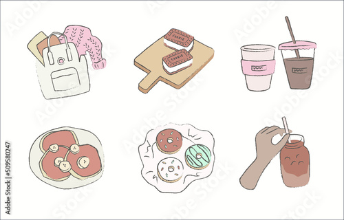 set of cozy atmosphere daily objects