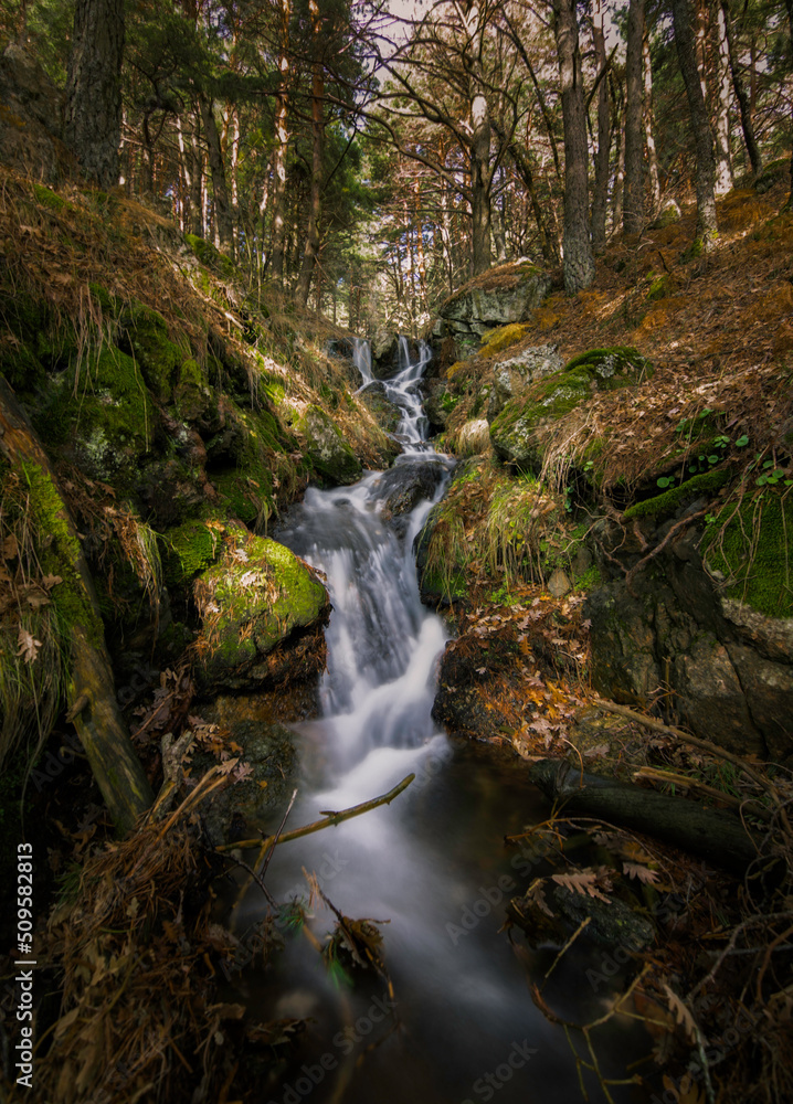 Waterfall in the mountain pass of La Morcuera, Madrid. Waterfall in the mountain pass of La Morcuera, Madrid.