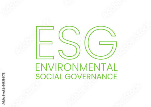 ESG - environmental, social and corporate governance business logo symbol sign. Green linear style esg company label banner design element. Environmentally sustainable growth and development concept.