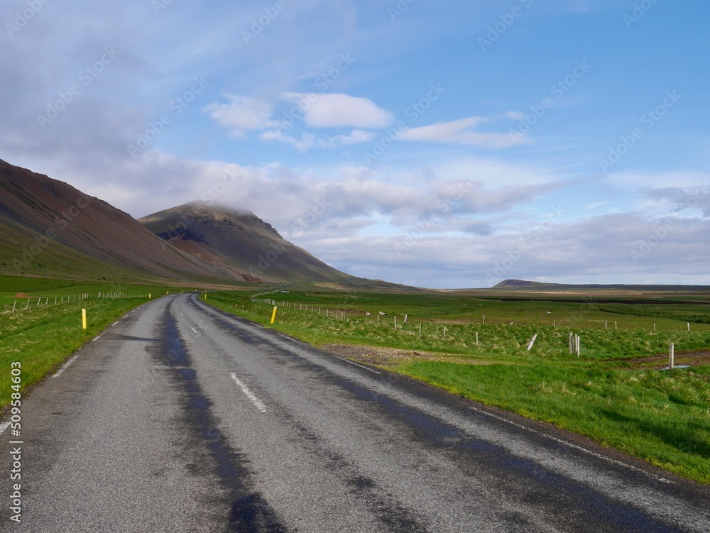 Scenic Icelandic road in Snaefellsnes Peninsula. Iceland.
