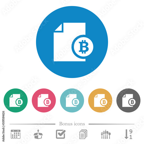 Bitcoin financial report flat round icons