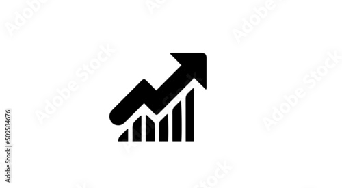 Cuadro en lienzo Bars Graphic With Ascendant Arrow Icon, Arrow Chart Business Logo Design Vector Illustration
