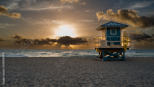 Fotografia, Obraz Lifeguard hut Hollywood Beach Florida