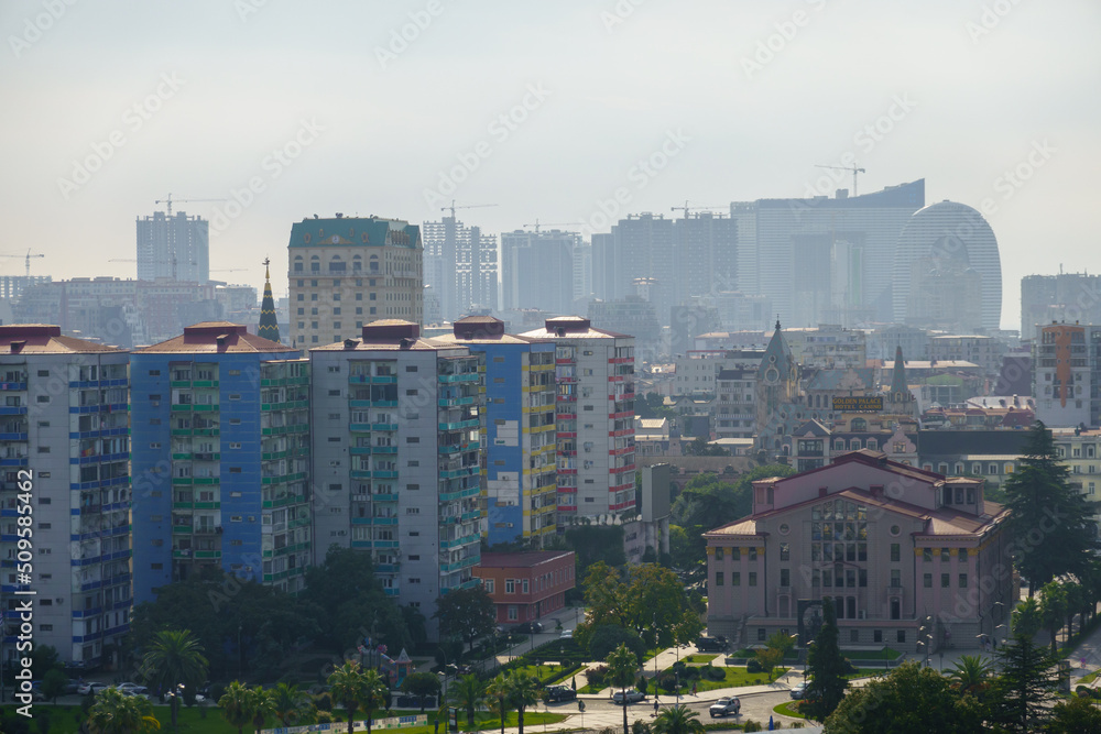 Residential district of city in morning