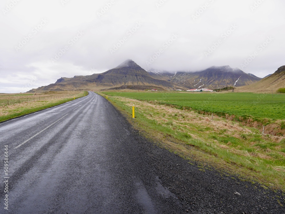 Scenic Icelandic road in Snaefellsnes Peninsula. Iceland.