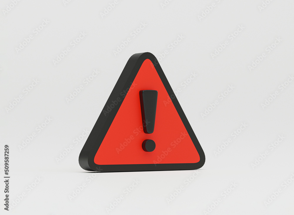 Isolate of realistic red triangle caution warning sing on white background for attention exclamation mark traffic sign by 3d render illustration. Isolate of realistic red triangle caution warning sing on white background for attention exclamation mark traffic sign by 3d render illustration.