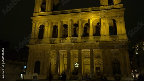 the lights of church Sanit Suplice at night photo