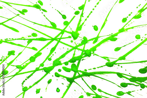 Green watercolor or ink textures splashes and streaks on white background,Abstract watercolor	
