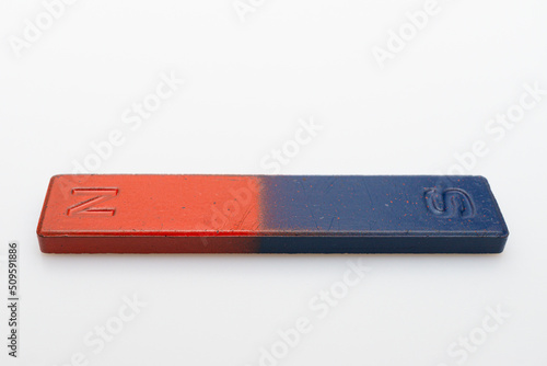 The bar magnet on a white background