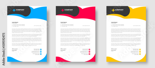 corporate modern business letterhead design template with yellow, blue and red color. creative modern letterhead design template for your project. letter head, letterhead, business letterhead design.