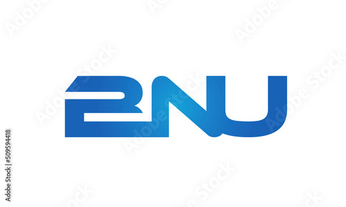 Connected BNU Letters logo Design Linked Chain logo Concept
