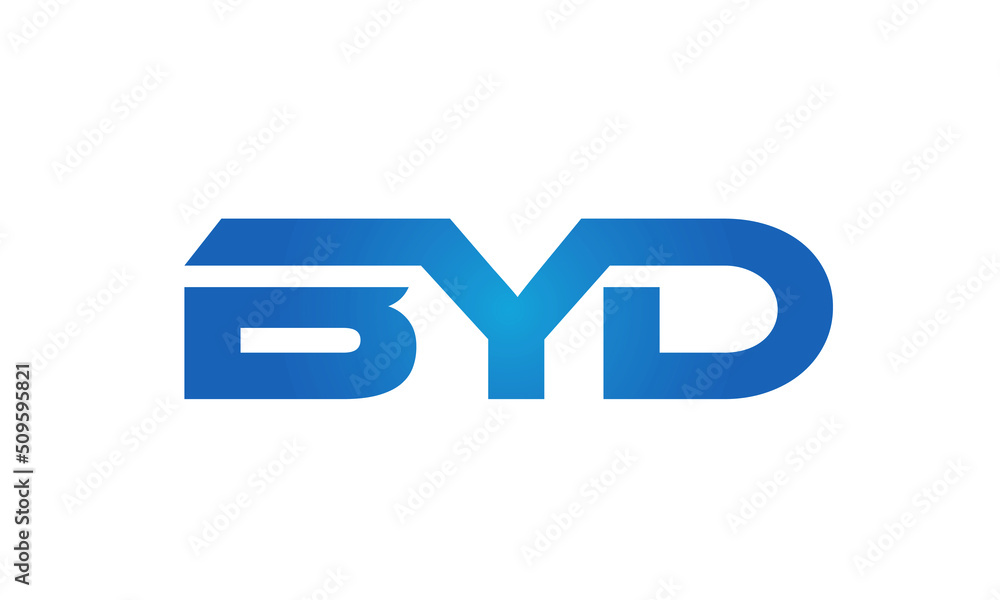 Connected BYD Letters logo Design Linked Chain logo Concept Connected BYD Letters logo Design Linked Chain logo Concept