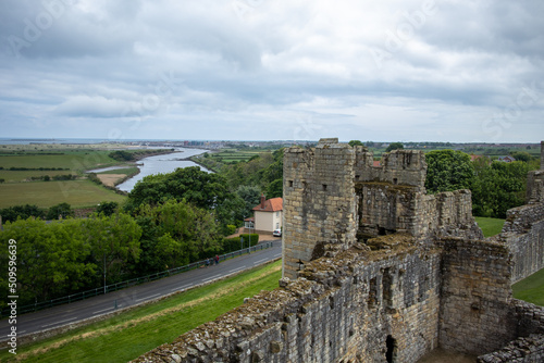 Inside the grounds of the medieval Warkworth Castle which was home to the powerful Percy family in the late Middle Ages