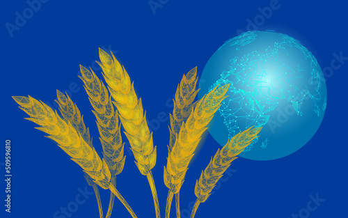 3D wheat ears grain. World food Day hunger awareness. Help charity food help global international refugees vector illustration