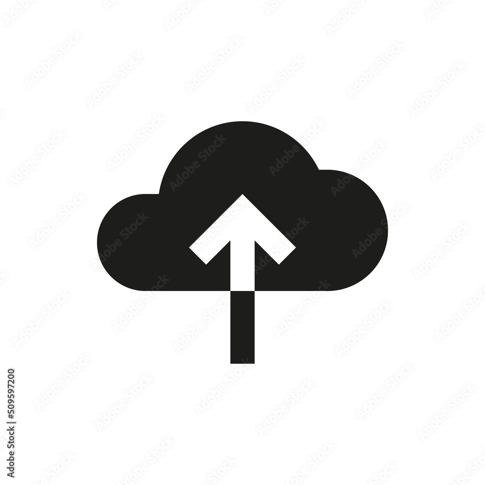 Cloud upload solid icon. Upload to cloud server glyph vector symbol. Cloud upload solid icon. Upload to cloud server glyph vector symbol.