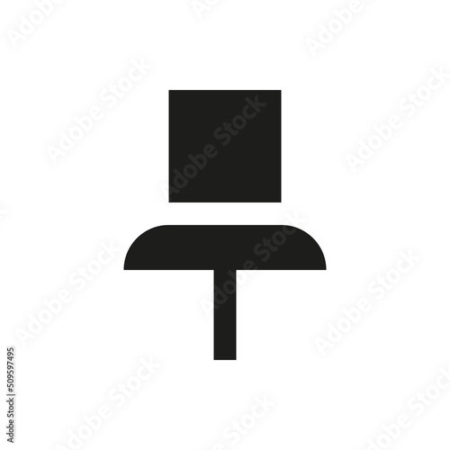 Thumbtack for notice fixation solid icon. Push pin glyph vector symbol.