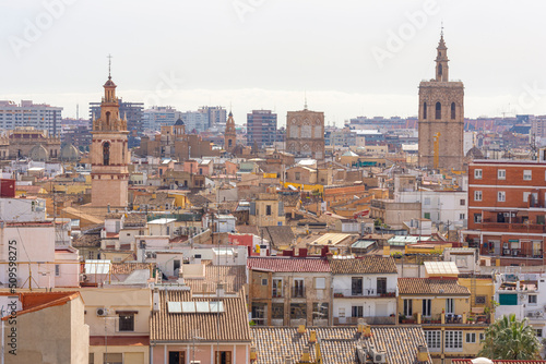 Old city skyline from the Torres de Quart - Valencia, Spain