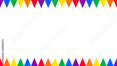 Horizontal triangle flag rainbow colorful background design. Happy LGBT people pride month theme vector template. 
