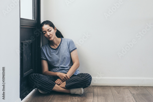 sad serious illness woman.depressed emotion panic attacks alone sick people fear stressful crying.stop abusing domestic violence,help person with health anxiety,thinking bad frustrated exhausted