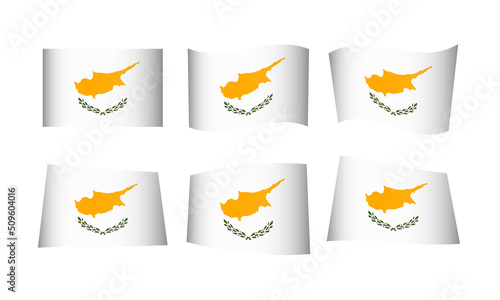 Cyprus Flag Cypriot Waving Flags Vector Icons Set Wave Wavy Wind European Republic Nation National State Symbol Banner Buttons All Every Country World Design Graphic Emblem Nicosia Icon