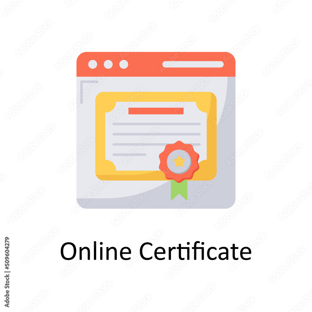 Online Certificate vector flat icon for web isolated on white background EPS 10 file Online Certificate vector flat icon for web isolated on white background EPS 10 file