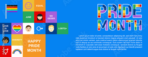 A text pride month banner to celebrate a pride month.