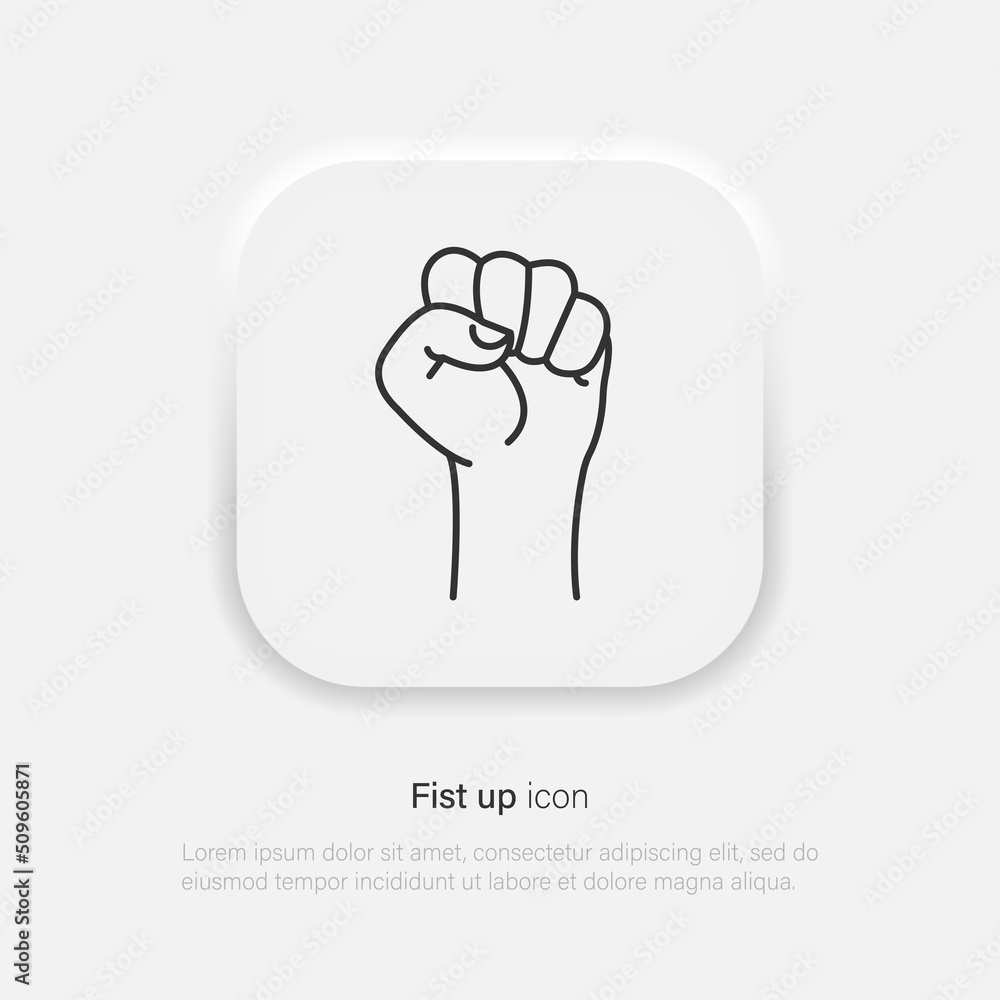 Fist up vector icon. Empowerment or protest concept symbol in trendy neumorphism style. Vector EPS 10 Fist up vector icon. Empowerment or protest concept symbol in trendy neumorphism style. Vector EPS 10
