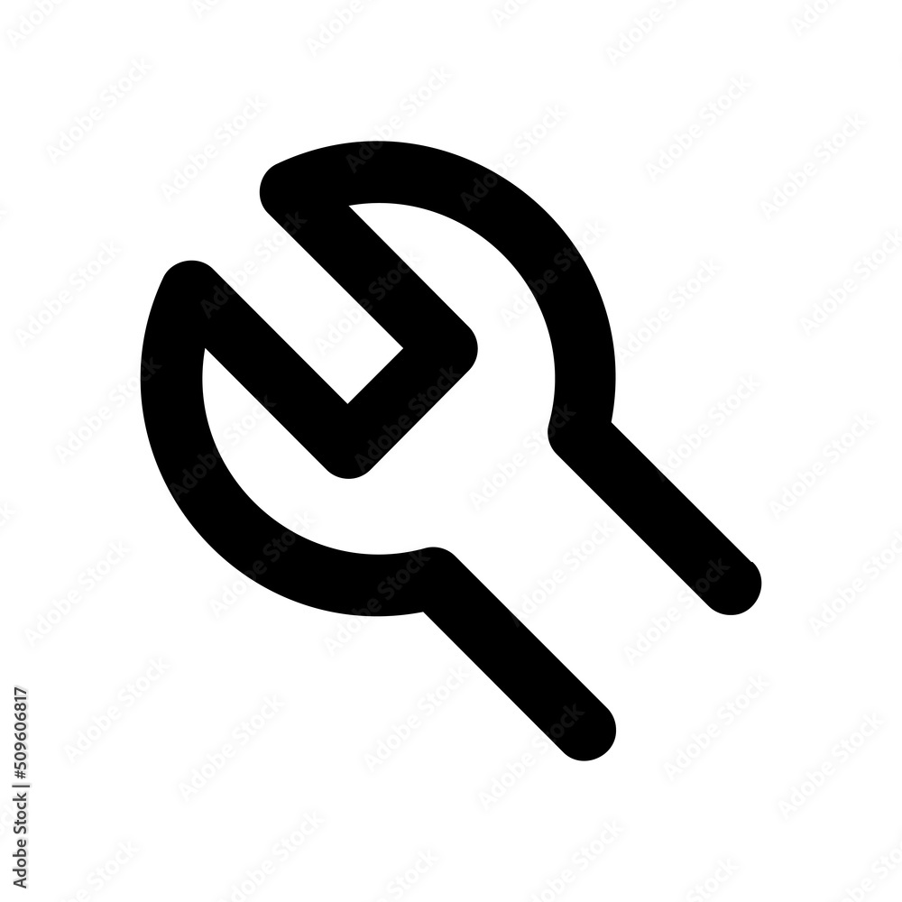 Wrench vector icon. Wrench work tool key line symbol isolated on white background. Vector EPS 10 Wrench vector icon. Wrench work tool key line symbol isolated on white background. Vector EPS 10