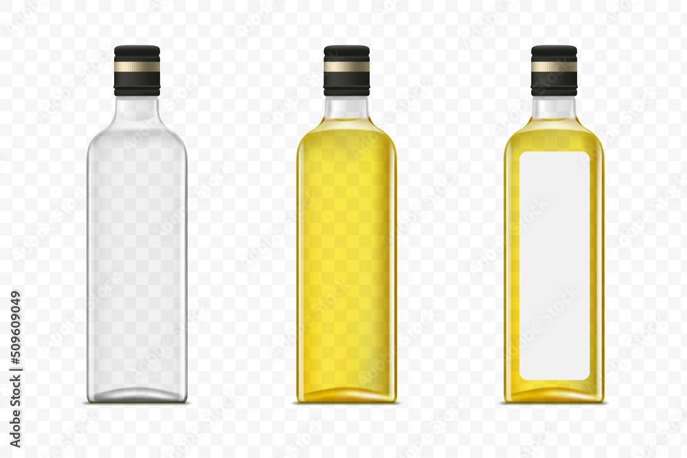 Glass mockup bottles with olive oil. Glass mockup bottles with olive oil.