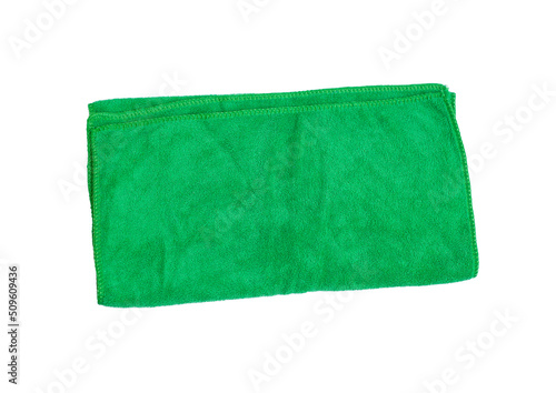 Green towels isolated on a white background. Cleaning cloth at the hotel. Image with clipping parts.