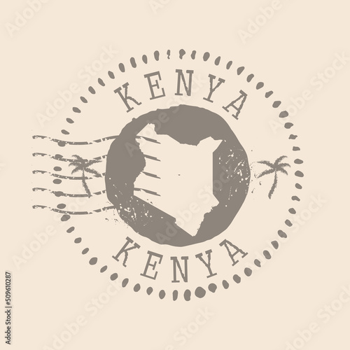 Stamp Postal of Kenya. Map Silhouette rubber Seal.  Design Retro Travel. Seal of Map Kenya grunge  for your design.  EPS10