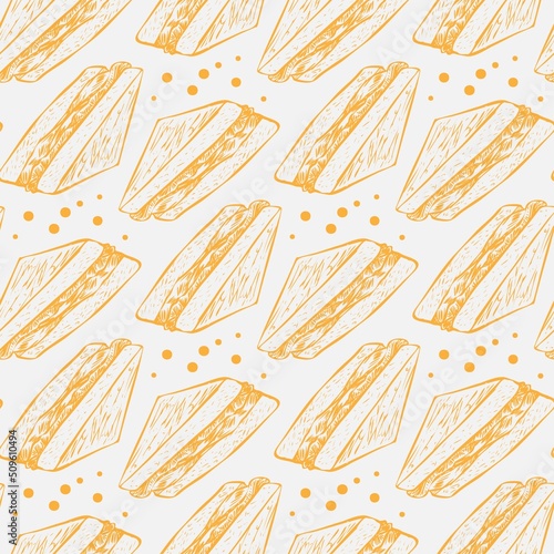 sandwich vector seamless pattern on white background